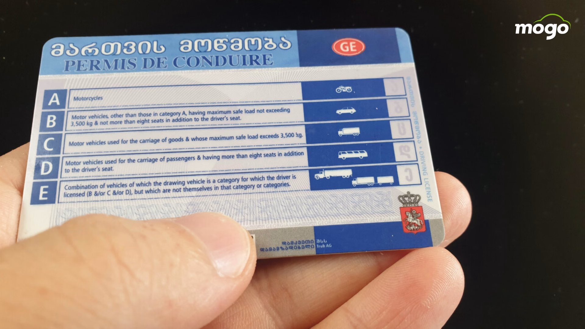 Categories of driving licence